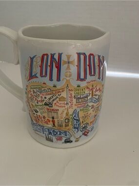London Illustrated Ceramic Coffee Mug- White